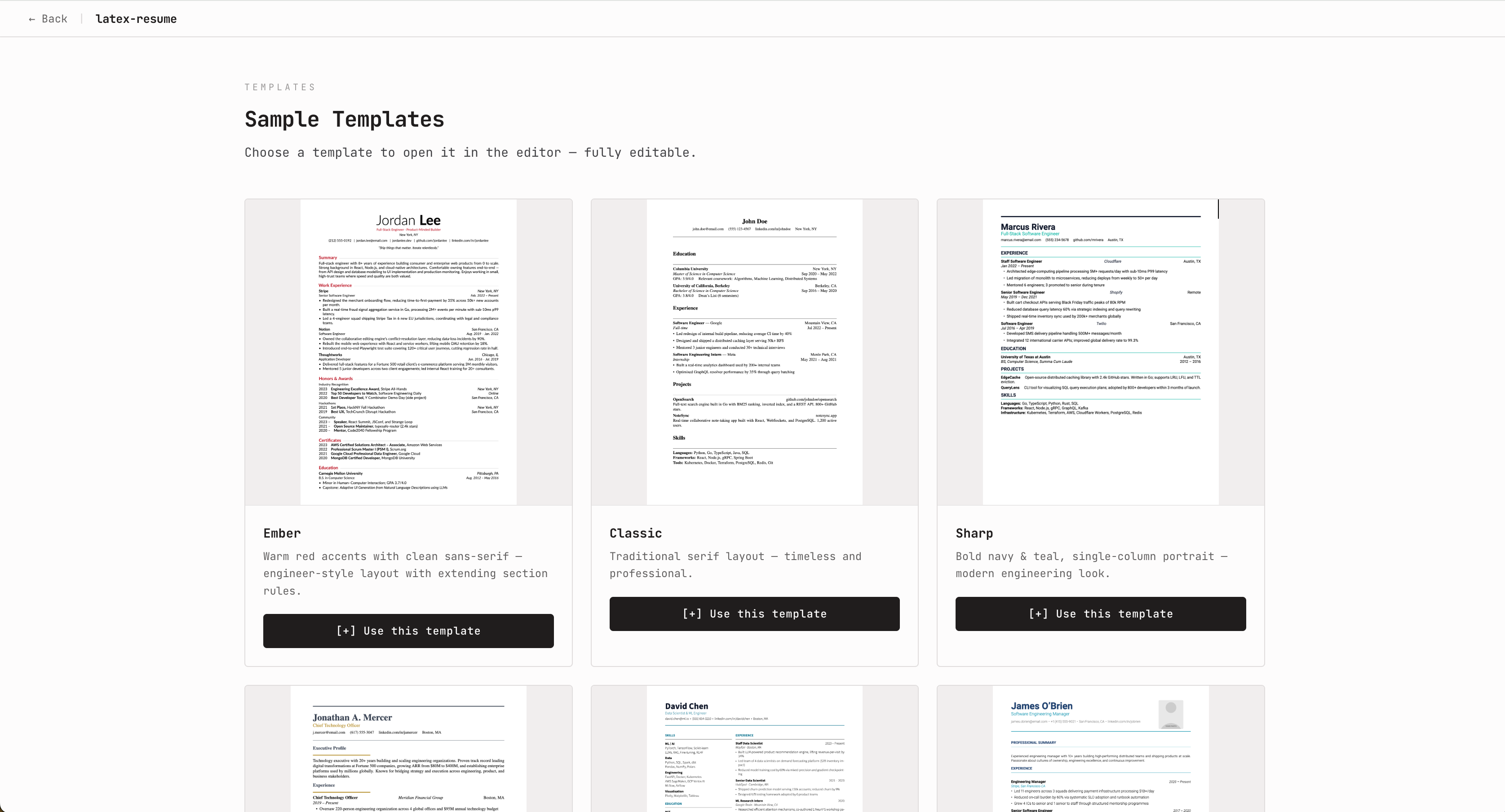 LaTeX Resume Builder screenshot 2