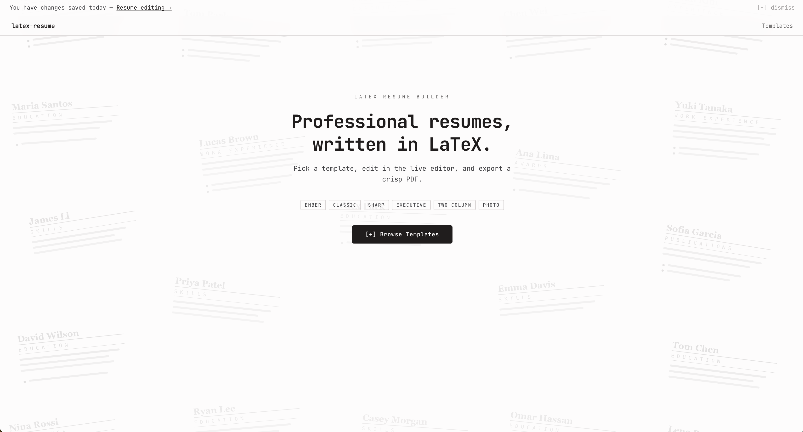 LaTeX Resume Builder screenshot 1